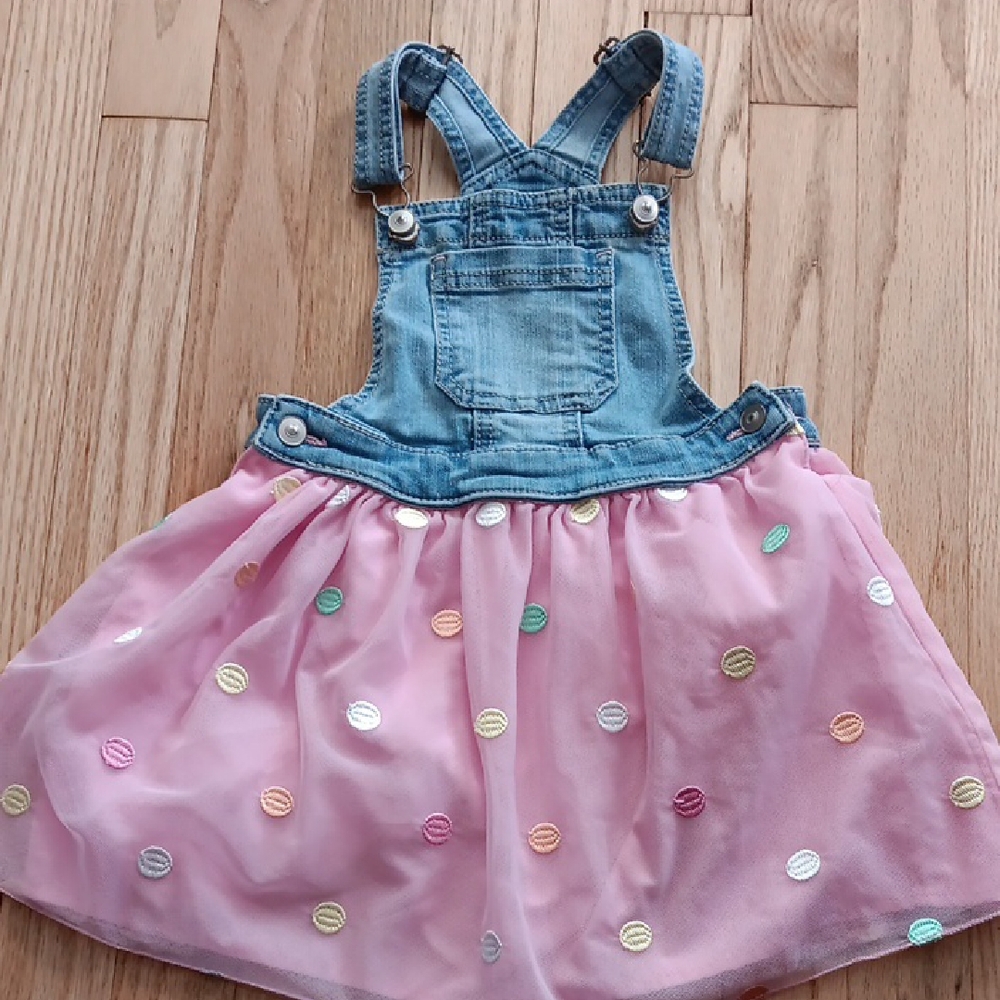Pink Denim Overall Skirt for Kids Party Dress 4T